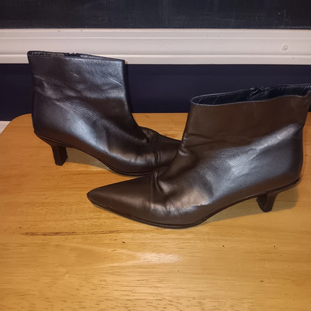 Gucci GG Leather Zip Heeled Ankle Boots Size 35 1/2 - Picture 2 of 7
